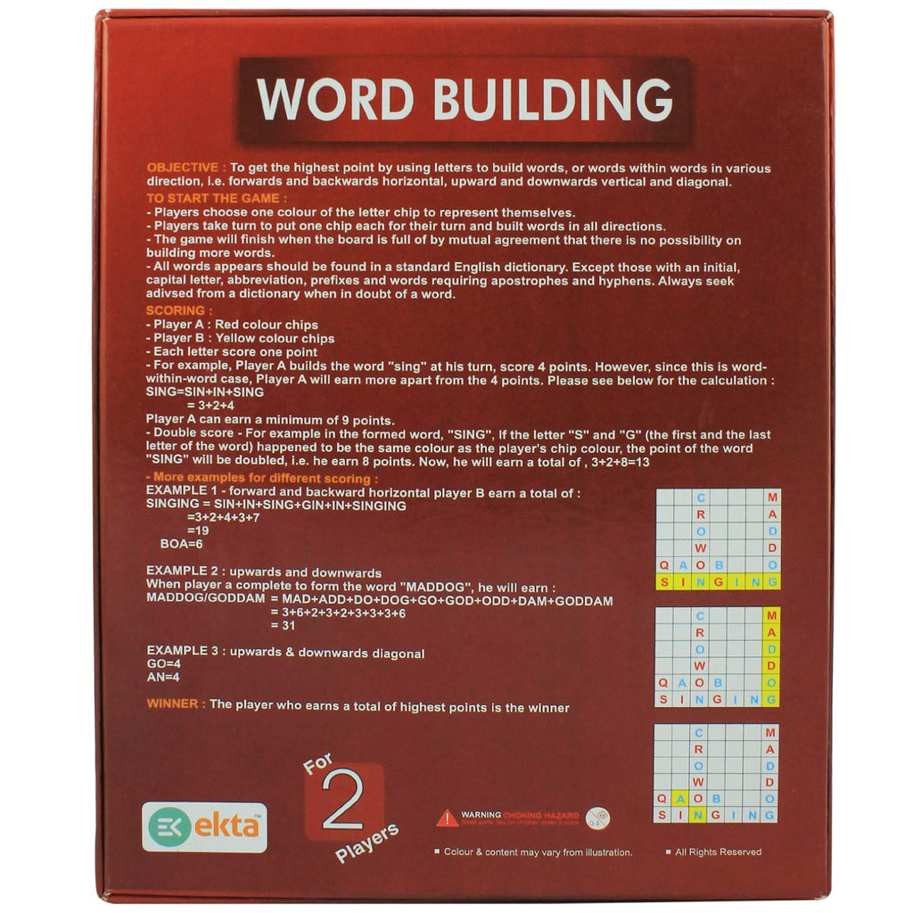 Ekta Word Building Board Game Family Game for All Ages Multicolor