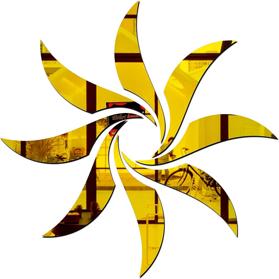 Bikri Kendra Sun Golden Model-1 Mirror Stickers for Wall, Acrylic Mirror Wall Decor Sticker