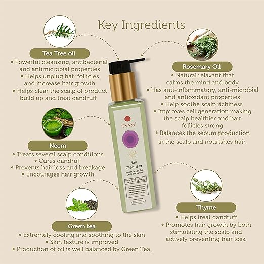 TVAM Anti-Dandruff Hair Cleanser Neem & Green Tea - 200 ml