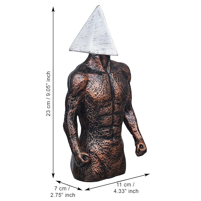 Ecraftindia Copper, Silver Polyresin Men Statue Triangle Sign on Face Human Figurine Decorative Showpiece