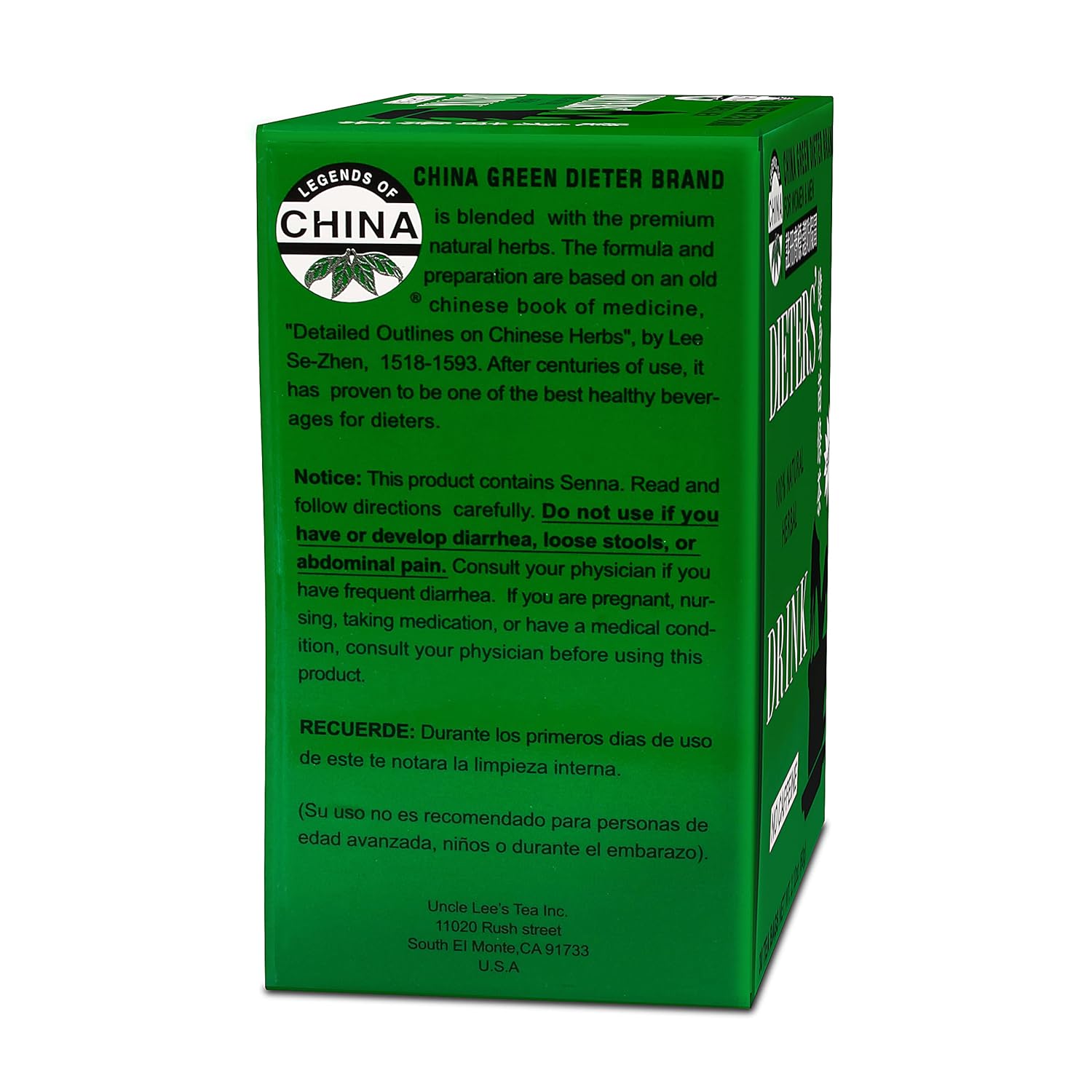 Uncle Lee's Tea, Dieter's 100% Natural Herbal Drink, No Caffeine, 30 Tea Bags, 2.12 oz (60 g)