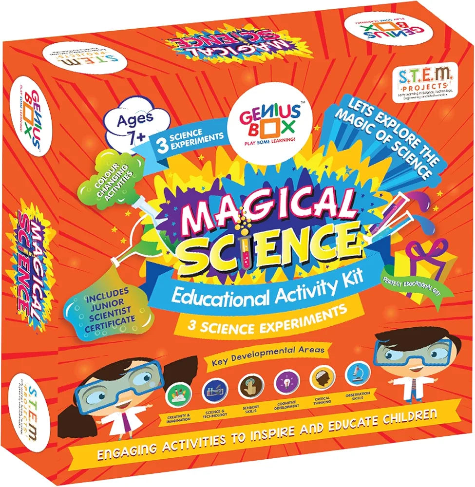 Genius Box Play some Learning 3 in 1 Activity S.T.E.M Learning Kit for Children Age 7+ Magical Science Activity Kit