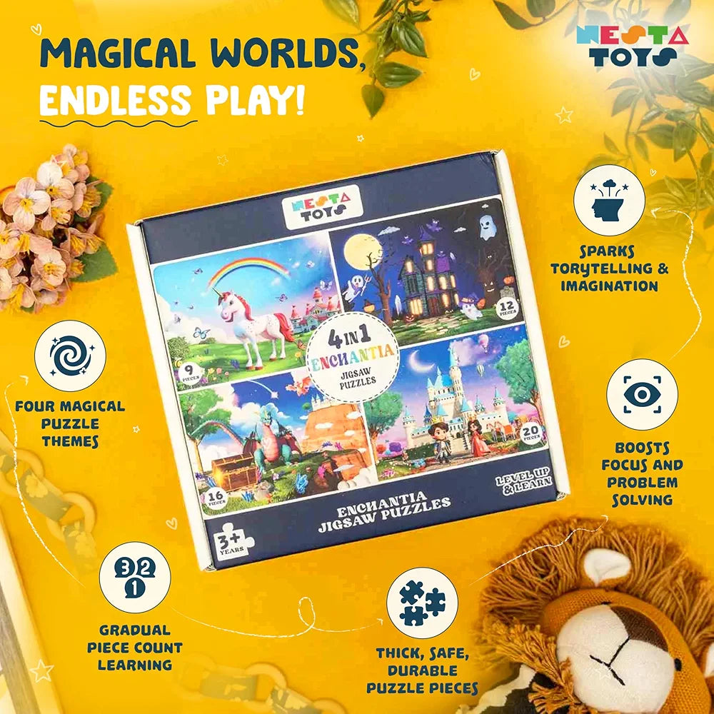 Nesta Toys Floor Puzzle & Game 4 in 1 Jigsaw Puzzle Enchantia Educational Toy, Gifts for Boys & Girls Ages 2, 3, 4, 5, 6 Years