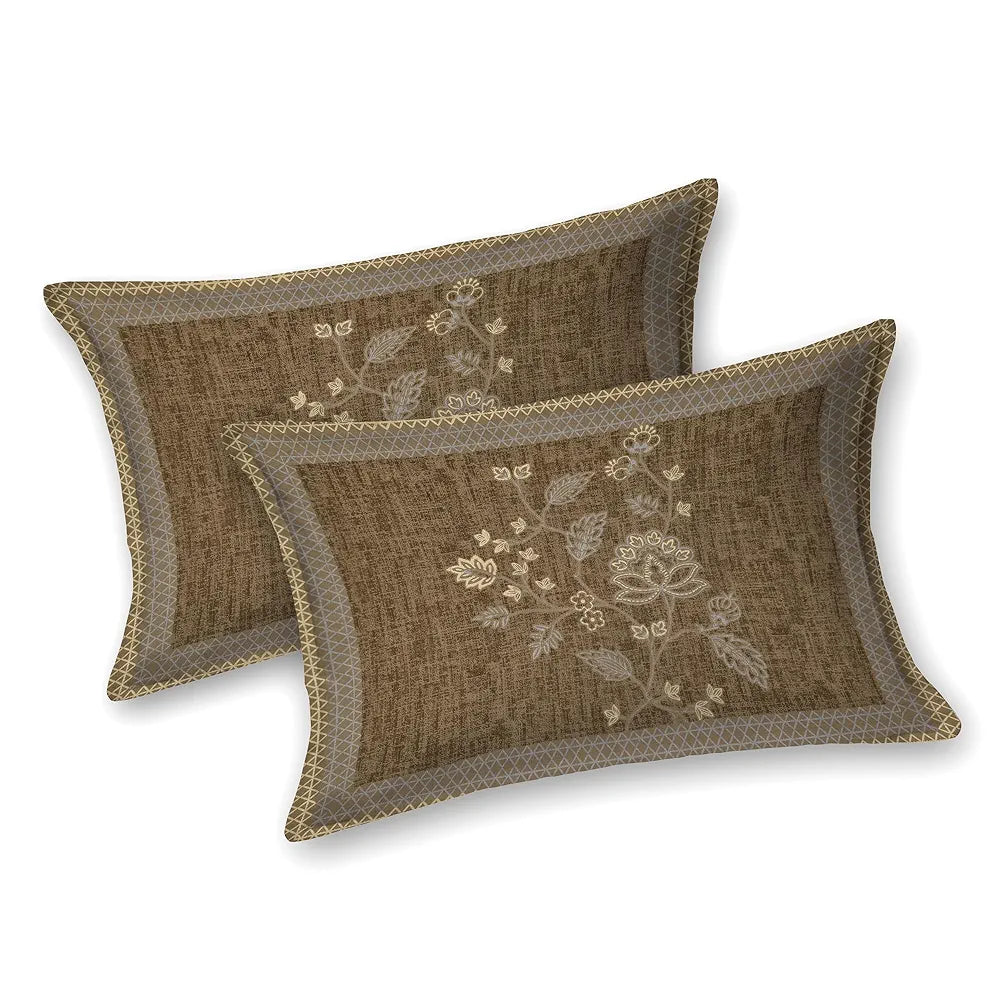Kuber Industries Double Bedsheet with 2 Pillow Covers 186 TC Premium Cotton Brown