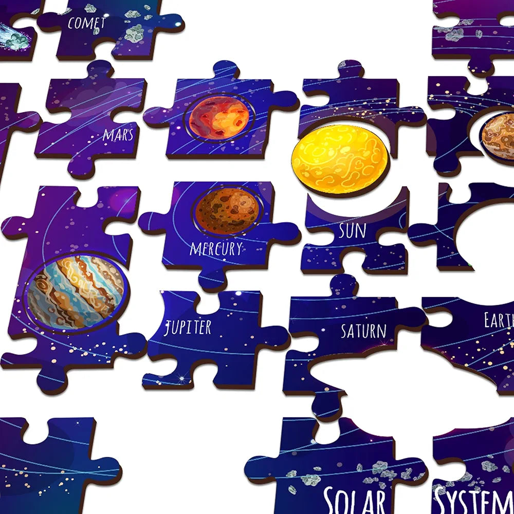 Lefan India Map & Solar System Floor Puzzle Mat for Kids – Set of 2 Educational Wooden Jigsaw Puzzles – Geography & Space Learning Toys for Boys & Girls Age 3+
