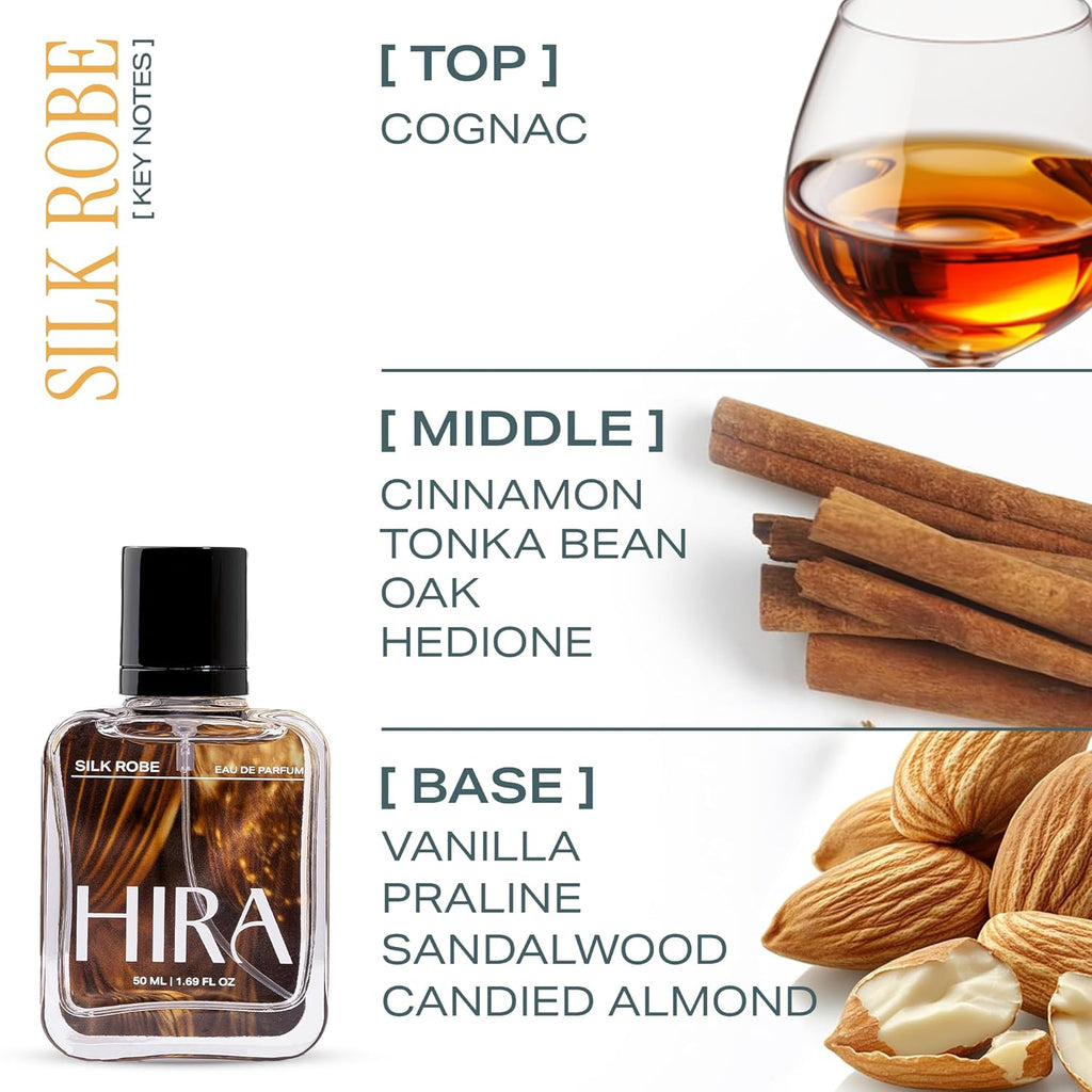 HIRA Silk Robe Perfume for Women 50 ml |arm & Sensual Evening Fragrance |Long Lasting Eau de Parfum Premium Luxury Fragrance | Gifts for Girlfriend, Mother's Day & Date Night Perfume