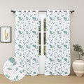 Haus & kinder Cotton Curtains Set of 2 for Bedroom Window Door Curtains | Colour Blooming Roses Aqua