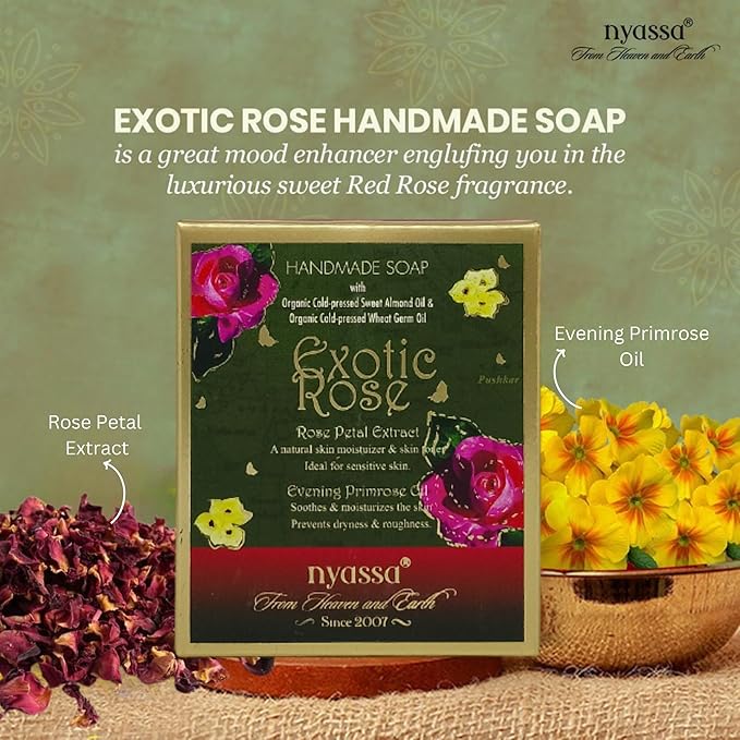 Nyassa Exotic Rose Natural Handmade Bathing Soap - 150 Gms
