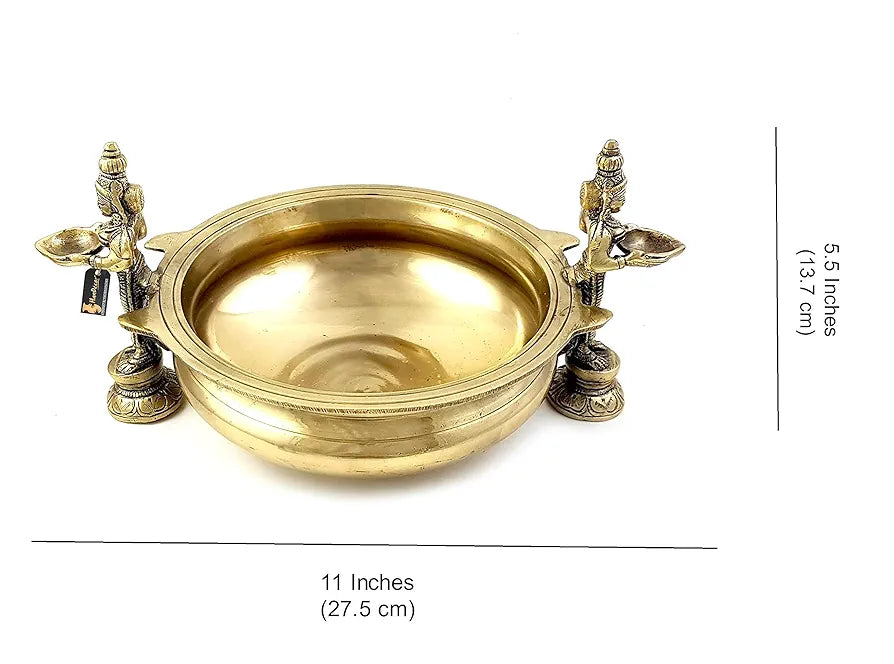 Two Moustaches Deep Laksmi Design Brass Traditional Urli Bowl Golden Standard