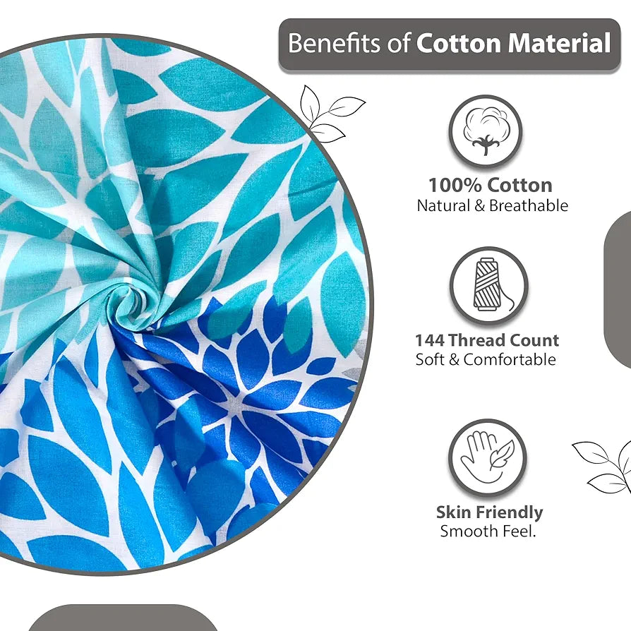 Divine Casa Bedsheet for Single Size Bed | 144 TC | Cotton Bedsheet for Single Size Bed with 1 Pillow Cover  Floral Colour Galaxy Blue