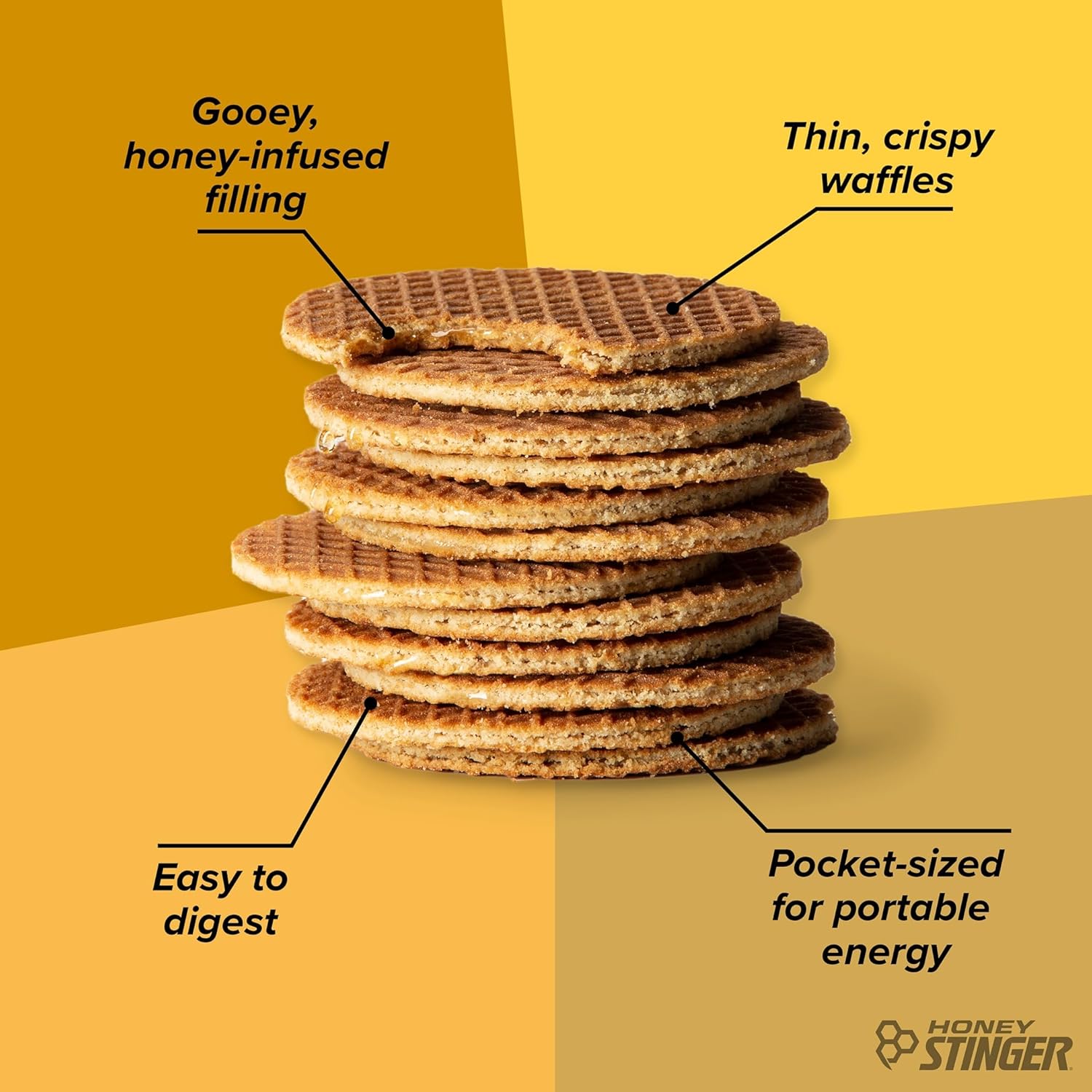 Honey Stinger Organic Mini Honey Waffles | Energy Stroopwafel for Exercise, Endurance and Performance | Sports Nutrition for Home & Gym, Pre and Post Workout | 1 Bag, 5.3 Ounce