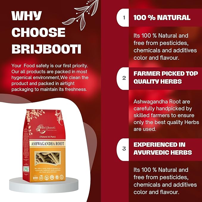Brijbooti Birju Mahavir Ashwagandha Withania Somnifera Root - 200 gms
