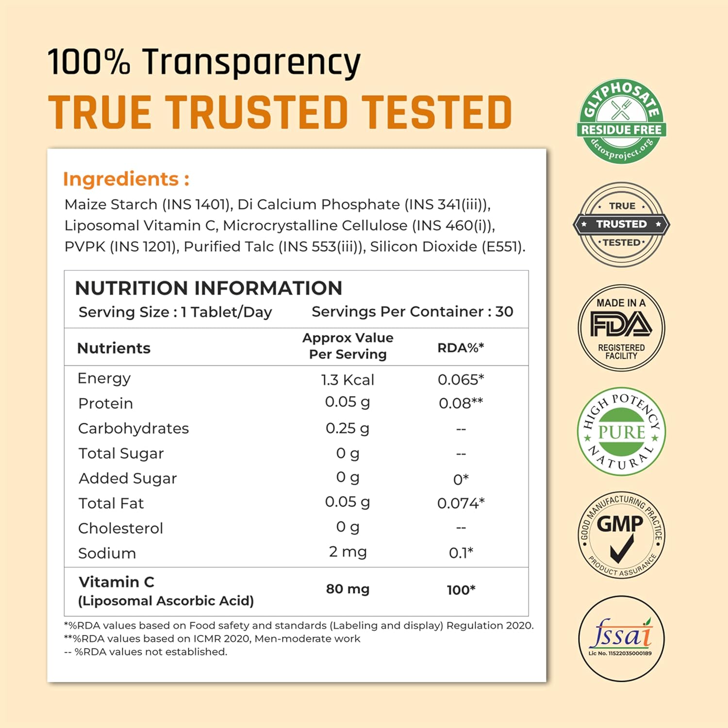 Naturaltein Liposomal Vitamin C | 5X Enhanced Absorption | Antioxidant Supporting Immune Function, Skin Repair, Collagen Synthesis & Oxidative Stress Defense | 30 Capsules