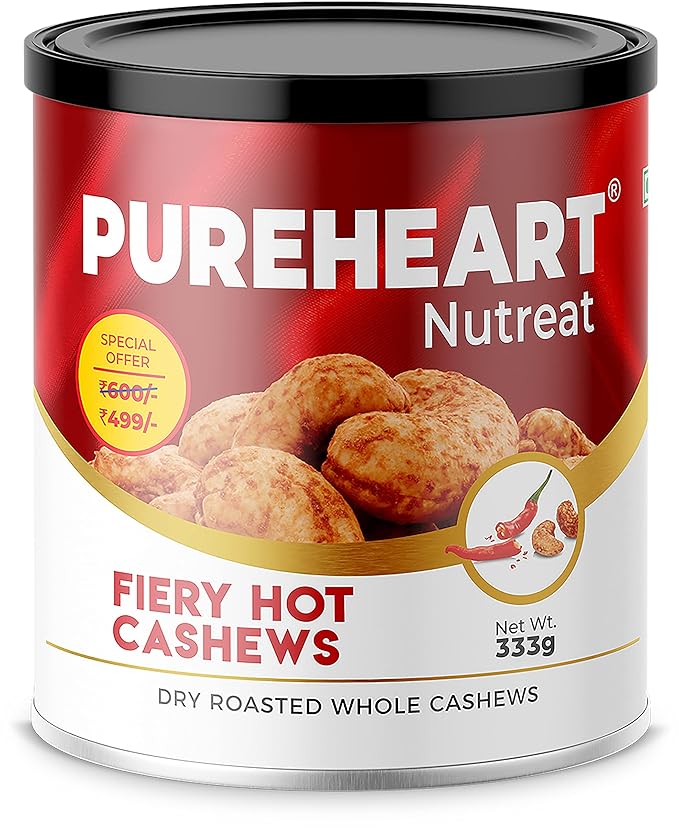 Pureheart Nutreat Fiery Hot Cashews - 333 gms
