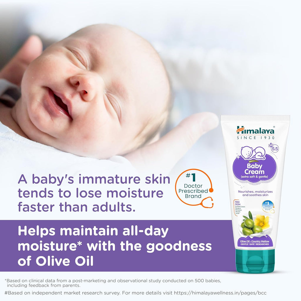 Himalaya Gentle Baby Cream 100ml | No.1 Doctor-Prescribed Brand | Nourishes & Extra Soft Skin | pH 5.5 Formulation | Safe for Newborns