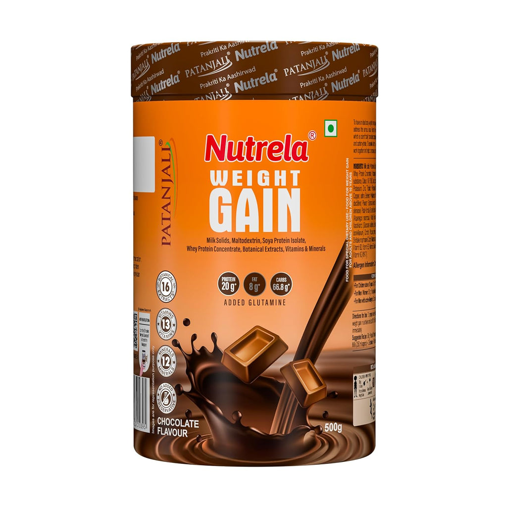 Nutrela Weight Gainer | 500g | High-Calorie Mass Gainer with Vitamins & Khandsari Sugar | Ideal for Men & Women