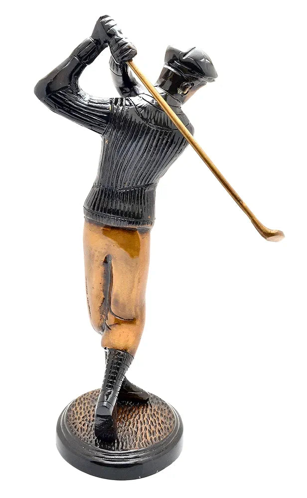 Two Moustaches Golfer Shot Brass Showpiece Figurine