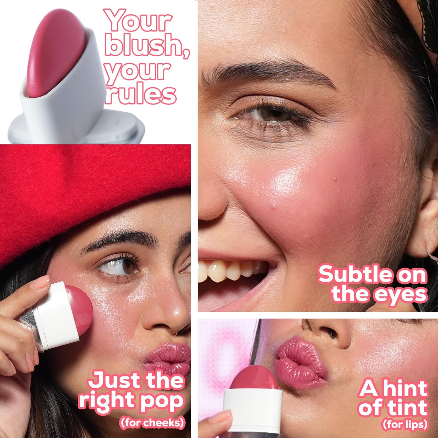 RENEE Blushie Blurring Blush Stick | Buildable Formula With Soft-Focus Matte Finish | Lightweight, Long-Lasting, Easily Blendable | With Hyaluronic Acid, Peptides & Vitamin E - Pinkie Promise | 6.5g
