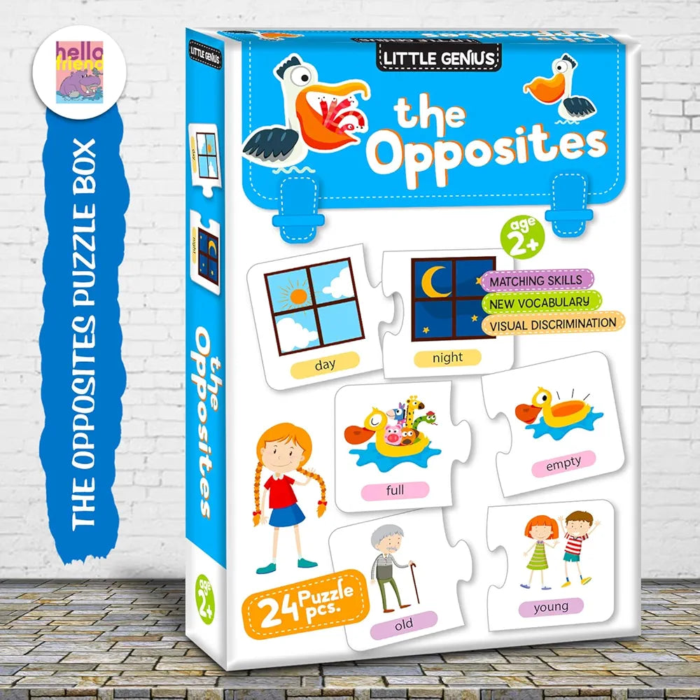 Hello Friend The Opposite 24 Puzzle Game Box Set for Kids Early Learning Activity with Matching Skills Colorful Fun Illustrations for Kids