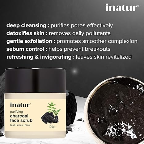 Inatur Charcoal Face Scrub - 100 gms