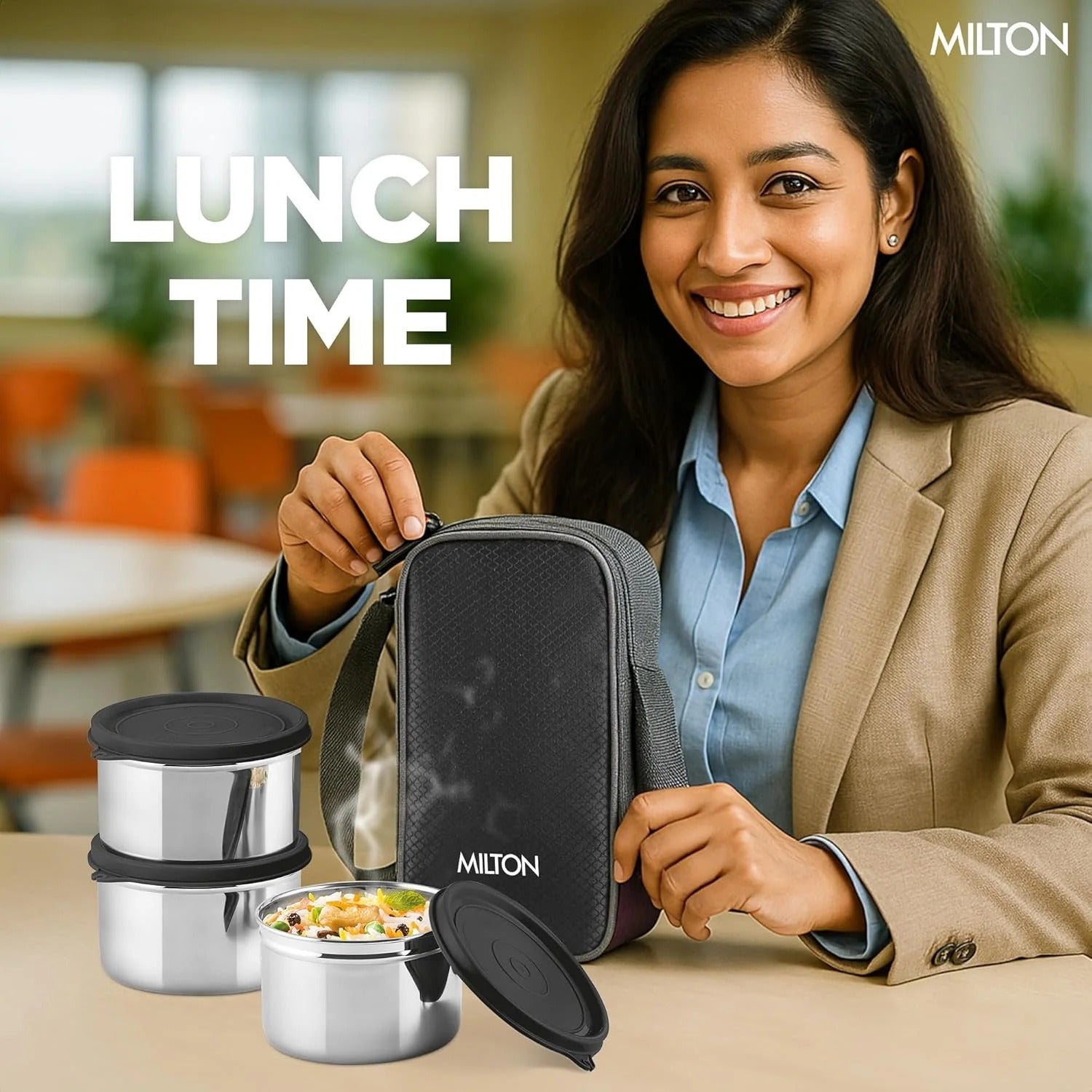 Milton Stack Pack 3 Vertical Insulated Tiffin with Jacket