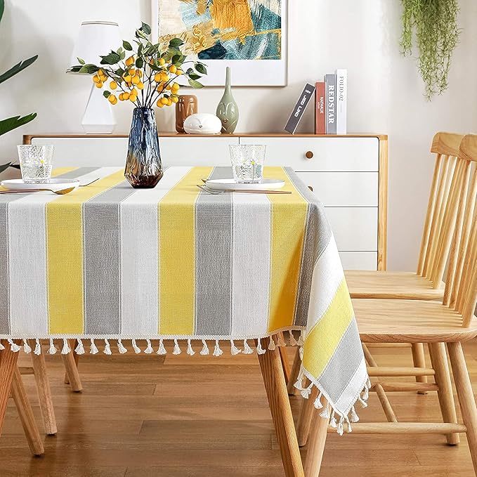Urban Space Sicilia Table Linen Premium Dining Table Cover for 4 Seater Colour Vertical Yellow