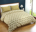 Trance Home Linen 200TC 100% Cotton Printed Zippered Duvet Cover/Blanket/Quilt Cover Comforter Cover/Razai Cover King Size with 2 Pillow Covers Colour Damask & Dori Forest Green