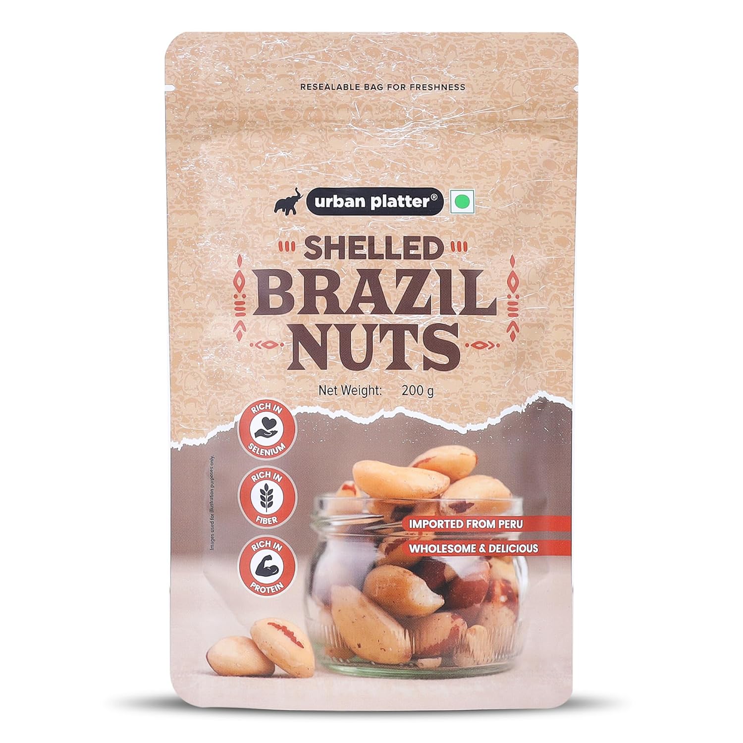 Urban Platter Brazil Nuts, 100g (Rich in Selenium | Superfood | Have 1 Daily | Product of Peru)
