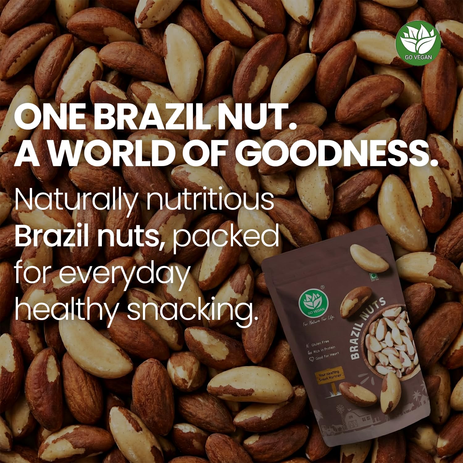 GoVegan Premium Brazil Nuts 100gm | 100% Natural & Vegan | Rich in Selenium, Protein & Healthy Fats | Superfood for Energy