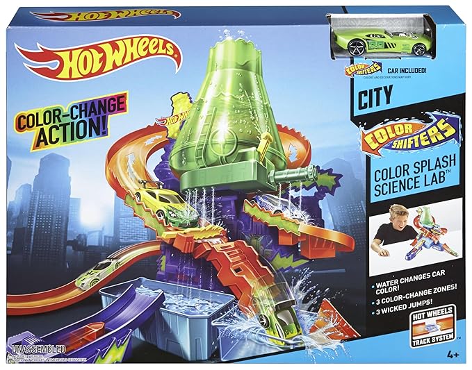 Hot Wheels Color Shifters Science Playset Lab with 1:64 Scale Cars