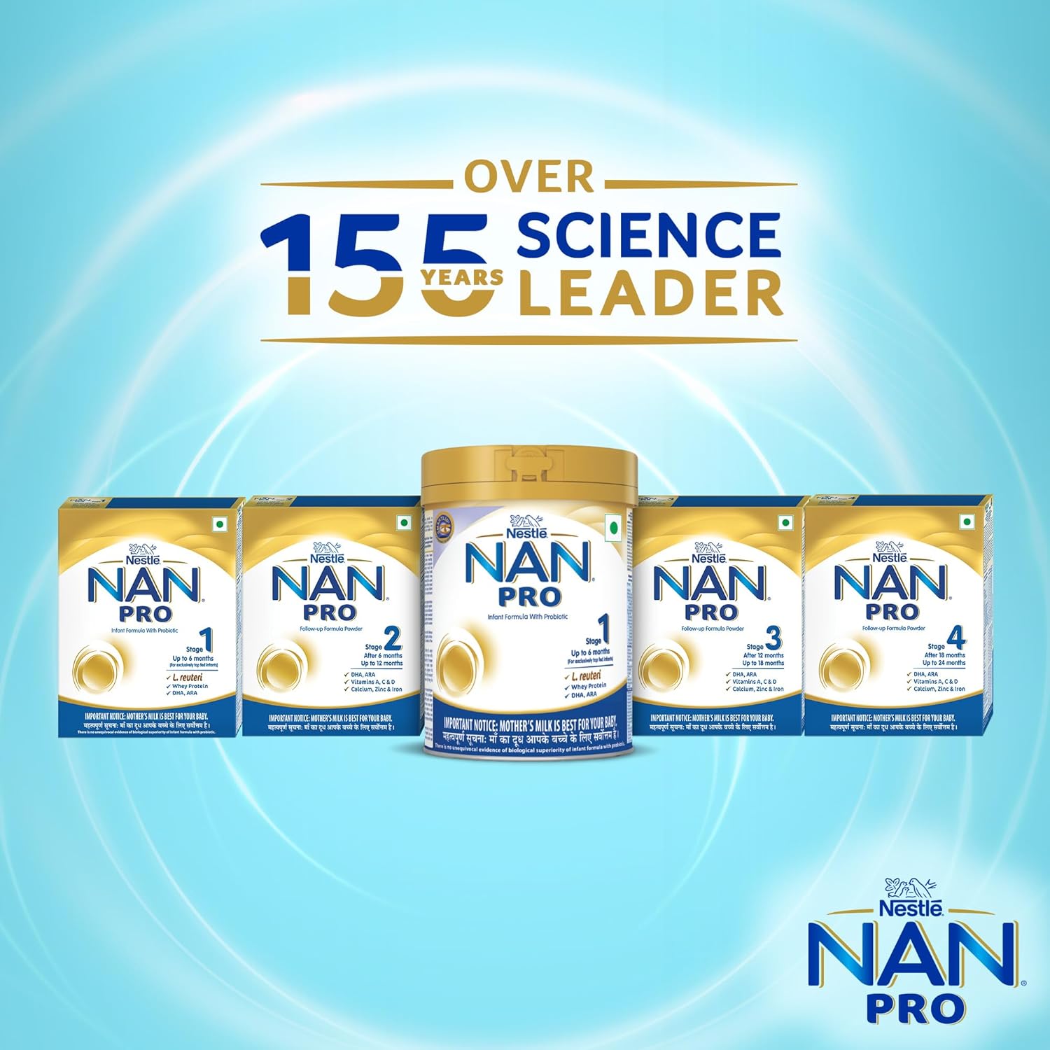 NestlÃ© NAN PRO 3 Follow-Up Formula-Powder After 12 months, Up to 18 months, Stage 3, 1.2 Kg, 3 x 400g Pouch in Box