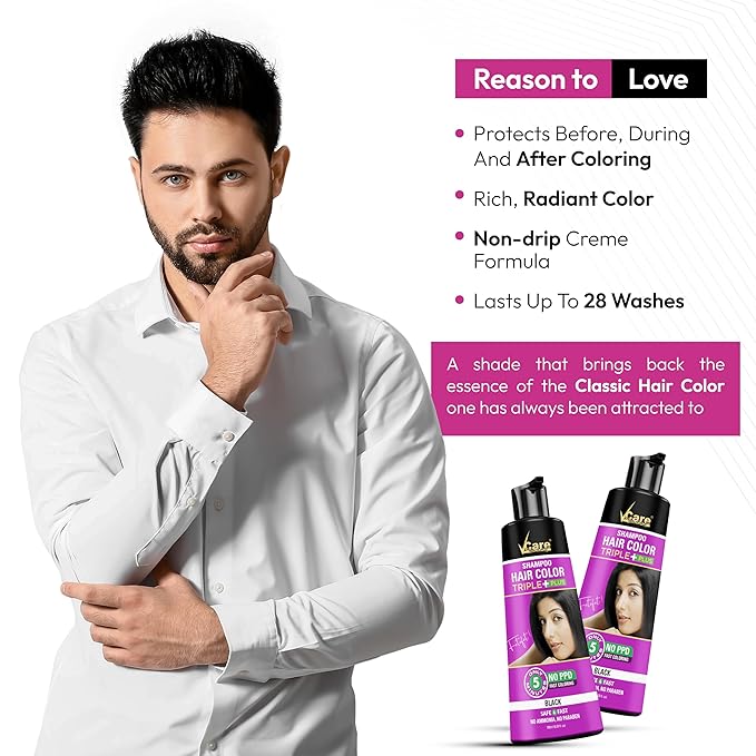 Vcare Shampoo Hair Colour Shampoo - 180ml (Pack of 2)