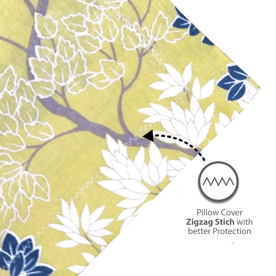 Divine Casa 144 TC 100% Cotton Bedsheet for Single Bed with 1 Pillow Cover Colour Lemon Drop