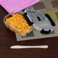 Femora Borosilicate Rectangle Glass Container With Dectahable & Break Free Lid | Black Color | 620 Ml | Set of 3