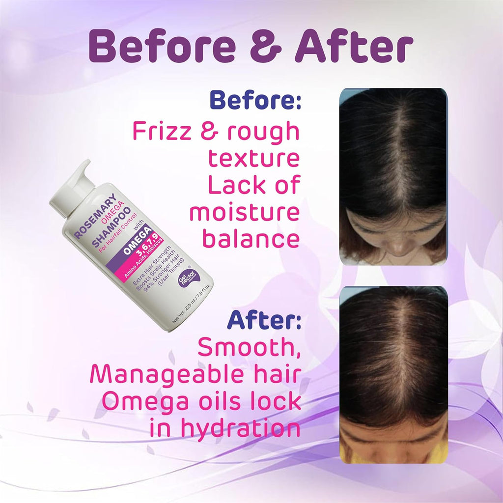 Get Nectar Happiness Korean Hair Essence Rosemary Shampoo for Hair Fall Control | Enriched with Hibiscus, Omega 3,6,7,9 & Amino Acids | Strengthens Roots, Boosts Scalp Health & Reduces Breakage | Sulphate & Paraben Free Gentle Cleanser | 225ml