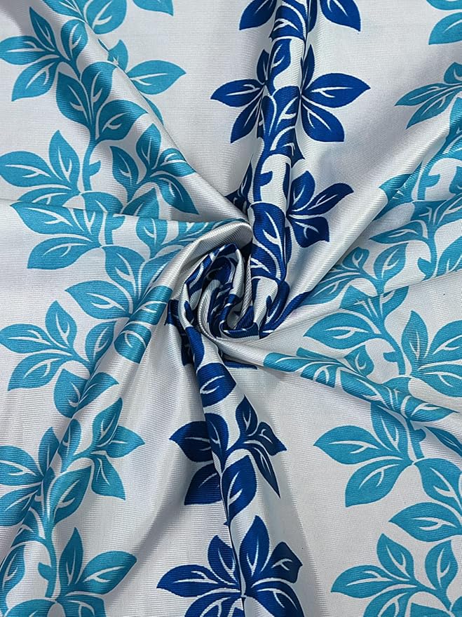 Cortina 2 Piece Floral Design Panel Eyelet Polyester Door Curtains | 7 Feet | Blue