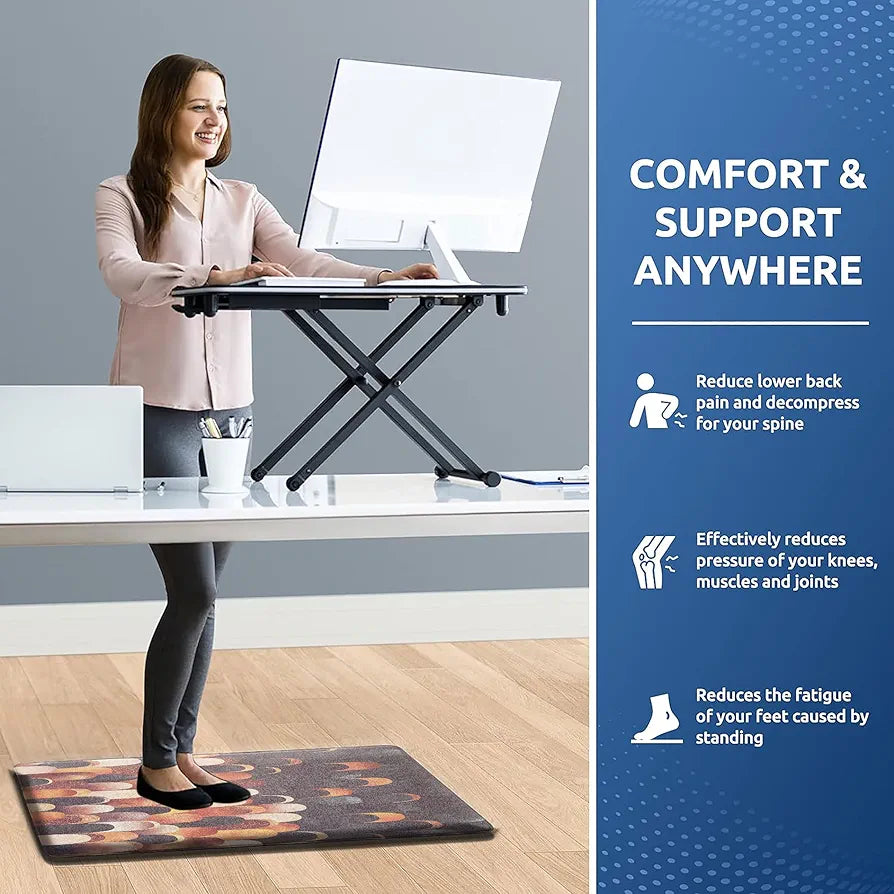 Luxe Home Columbo Anti-Fatigue Kitchen Mat Slip Cushioned Comfort Mat Stylish Feather Pattern Standing Desk Mat Colour Lightning