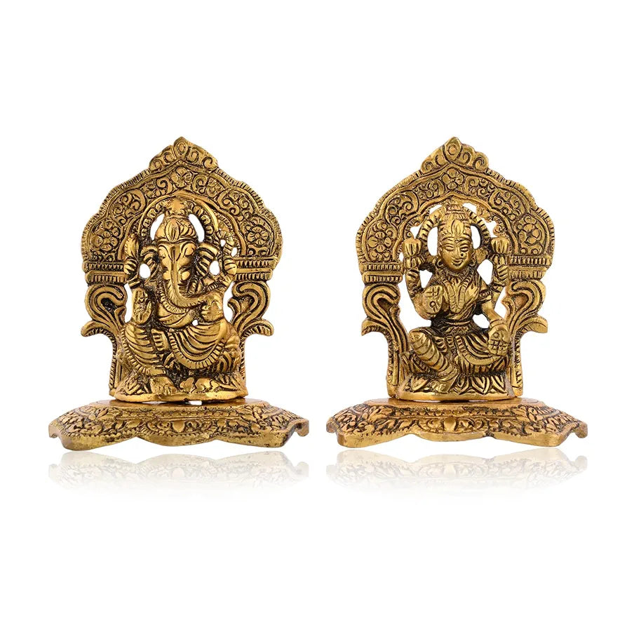Metal Laxmi Lakshmi Ganesh with Velvet Box Packing