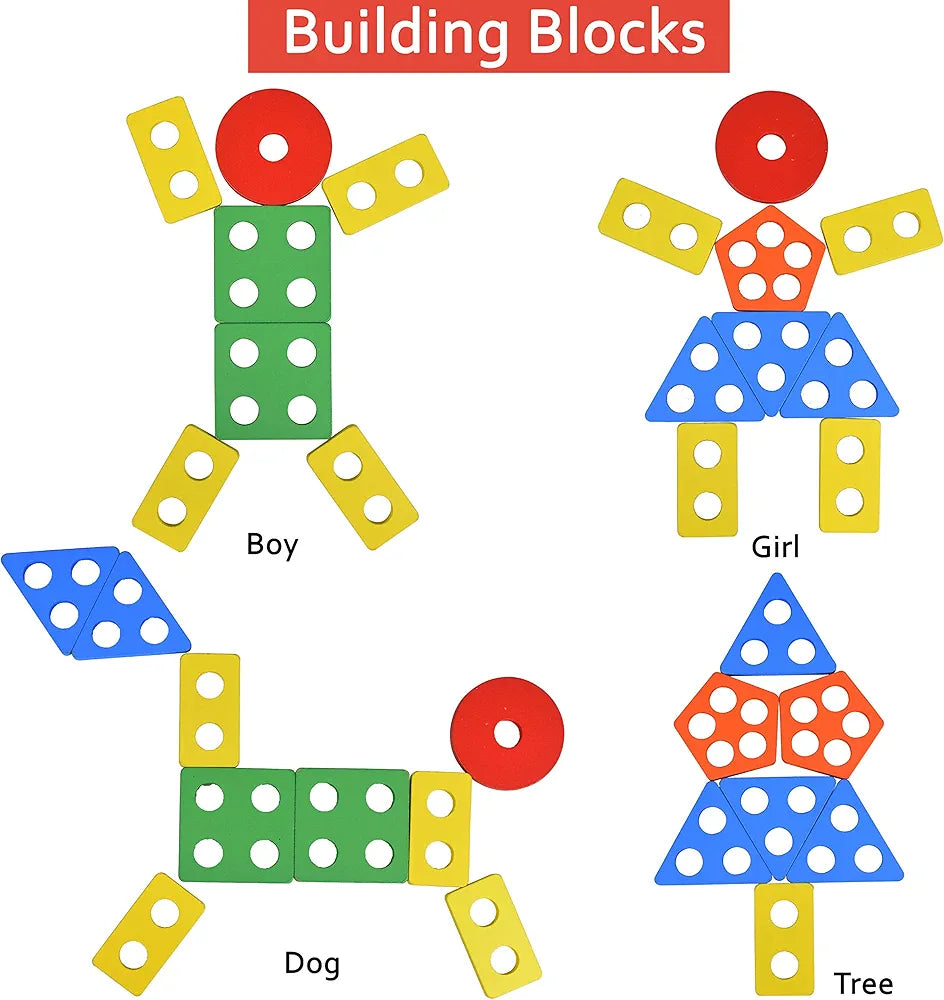 Wishkey Wooden Angle Geometric Stacker Shape Sorter Blocks,Educational Intelligence Early Learning Column Puzzle