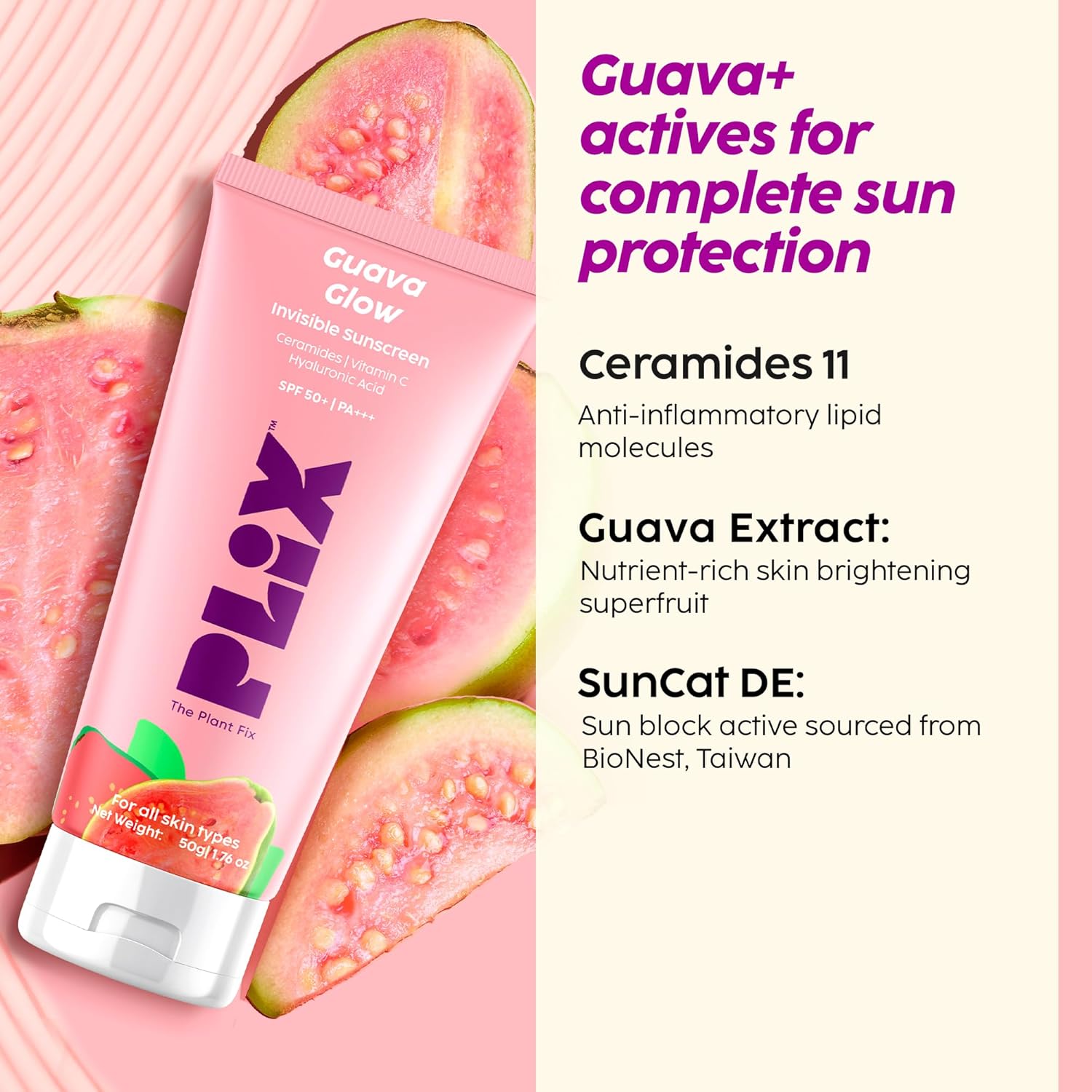PLIX  Face Serum-20ml, Cleanser-100ml& Zero White Cast Sunscreen -50g