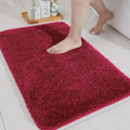 Luxe Home International Bath Microfibre Rectangular Mat Super Soft Anti Skid Newman Mats for Bathroom Colour Maroon