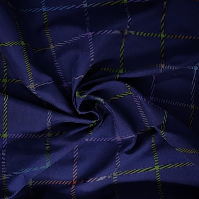 Stoa Paris Vogue Microfibre Comforter for King Size Bed with 4 Pillow Covers Colour Indigo Rainbow Chèques