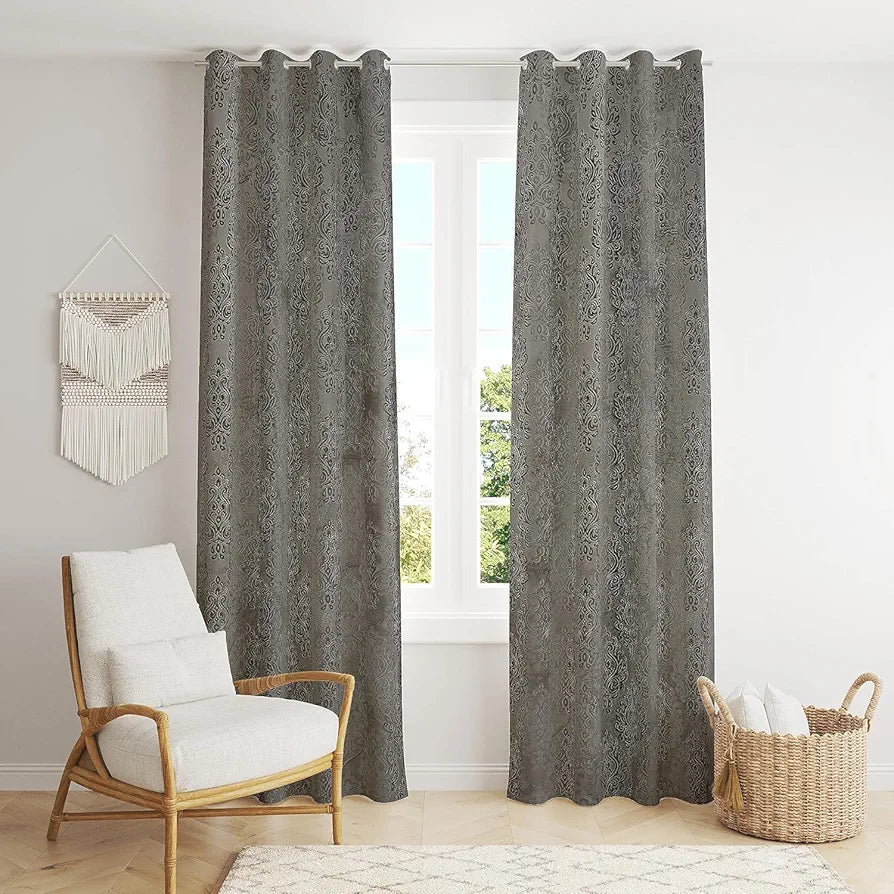 Purav Light Velvet Curtains 7 Feet Long Thermal Insulated Curtains for Door 2 PC