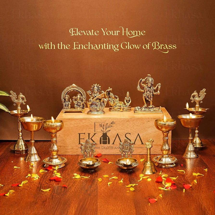Ekhasa Pure Brass Kuber Murti in Luxury Red Velvet Gift Box God Idols