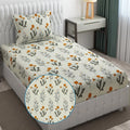 Fresh From Loom Single Bed Microfiber Bedsheet with Floral Print 240 TC Hypoallergenic Includes 1 Pillow Covers Multicolor Daisy-Vanilla