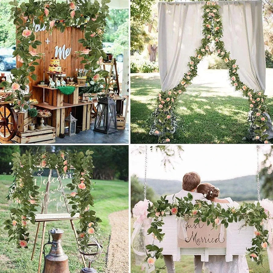 Artificial Flower Vine Garland Creeper 69 Small Rose  Garland for Decoration Pack of 2