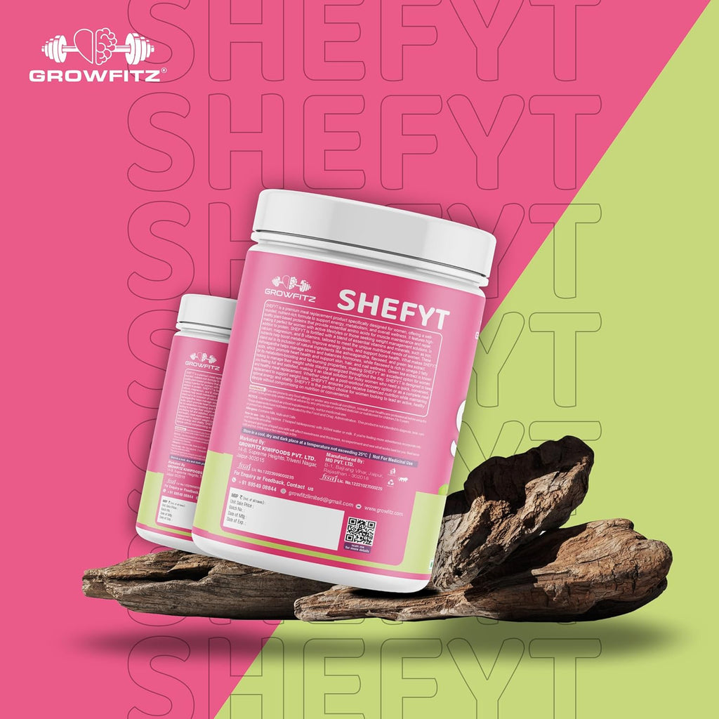 Growfitz Shefyt 100% Natural Plant Protein Rich 400g | 12g Protein | Meal Replacement Shake For Weight Control & Management | 50+ Powerful Herbs | Energy, Wellness, Immunity, Law Fat (Cardamom)
