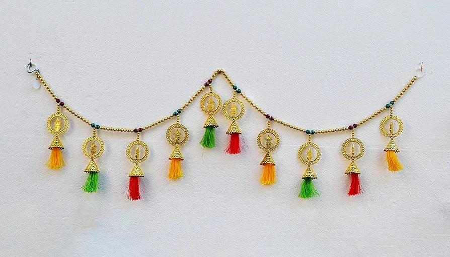 CraftVatika Kalash Pearl Beads Toran Pom Pom Hanging Bandarwal