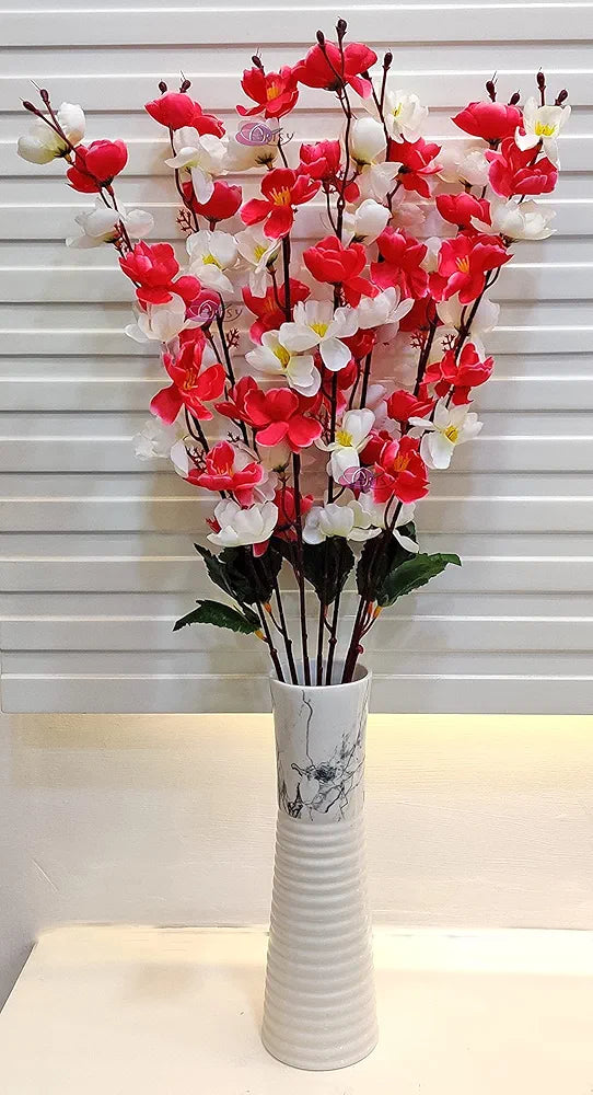 Artificial Flowers Bunch Cherry Blossom Ideal for vase Without vase Maroon Mix 55 cm Height Fabric
