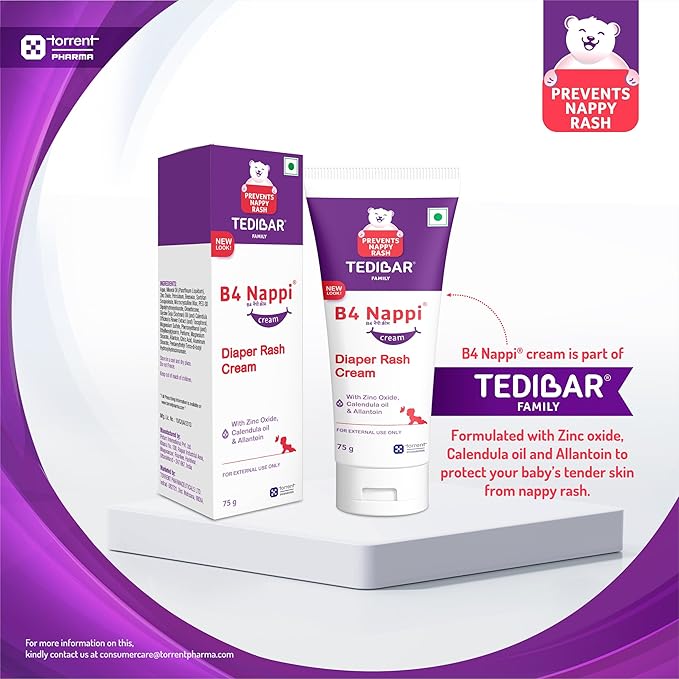 Torrent pharma Tedibar Baby Bathing Bar, Spoo Baby Shampoo And B4 Nappi Cream Diaper Rash Cream Combo